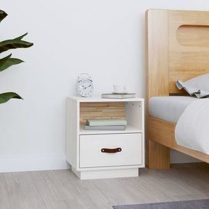 vidaXL Noptieră, alb, 40x34x45 cm, lemn masiv de pin imagine