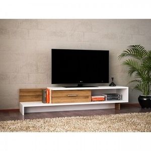 Comoda TV, Wooden Art, Wrap White Walnut, 161.8x30.6x39 cm imagine