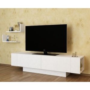 Comoda TV cu 2 rafturi Ekol, Decorotika, 150x31, 5x40 cm, alb imagine