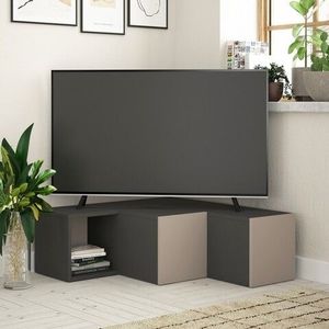 Comoda TV Compact, Decortie, 90x92x32 cm, antracit/cafeniu imagine