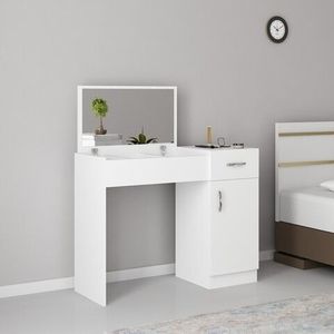 Masa de toaleta / machiaj cu oglinda Inci, Arnetti, 107.5 x 37.6 x 74.2 cm, alb imagine