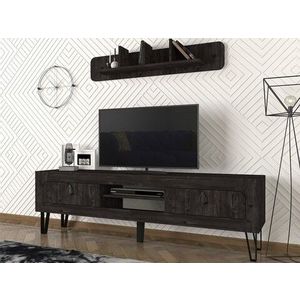 Comoda TV cu raft de perete Emerald, Talon, 180 x 55 cm/120 x 22 cm, negru imagine