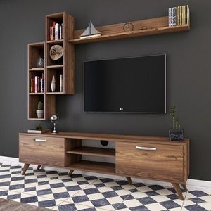Comoda TV cu 3 rafturi de perete M16 - 262, Wren, 180 x 35 x 48.6 cm/90 cm/133 cm, walnut imagine