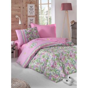 Lenjerie de pat pentru o persoana Young, 3 piese, 160x220 cm, 100% bumbac ranforce, Cotton Box, Jasmin, roz imagine