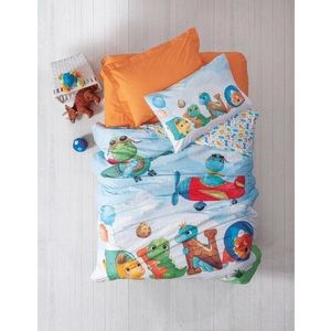 Lenjerie de pat pentru o persoana Young, 3 piese, 160x220 cm, 100% bumbac ranforce, Cotton Box, Roar, portocaliu imagine