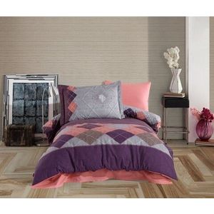 Lenjerie de pat pentru o persoana, 3 piese, 160x220 cm, 100% bumbac poplin, Hobby, Carilla, roz imagine