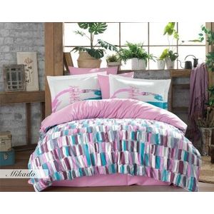 Lenjerie de pat pentru o persoana, 3 piese, 160x220 cm, 100% bumbac poplin, Hobby, Mikado, roz imagine