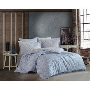 Lenjerie de pat pentru o persoana, 3 piese, 160x220 cm, 100% bumbac poplin, Hobby, Romance, albastru imagine