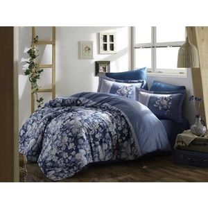 Lenjerie de pat pentru o persoana, 2 piese, 135x200 cm, 100% bumbac satinat, Hobby, Amalia, albastru petrol imagine