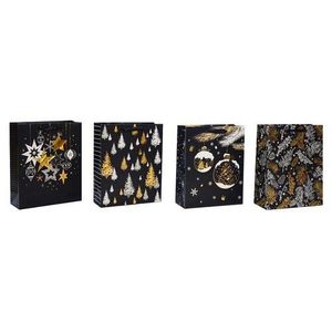 Set plase cadou de Crăciun, 4 buc., negru, 26 x 32 x 10 cm imagine