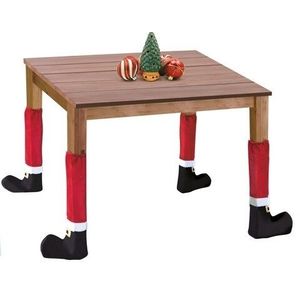 Set 4 decoratiuni pentru picioare de masa/scaun Christmas, poliester, rosu/negru/alb imagine