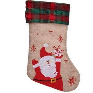 Decoratiune Stocking Santa, 26x43 cm, iuta, multicolor imagine