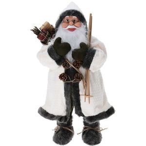Decoratiune Santa w presents and ski sticks, 37x28x80 cm, plus, crem imagine