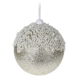 Glob Beads and glitter, Ø8 cm, polistiren, argintiu imagine