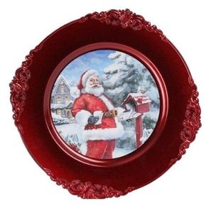 Platou Santa in snow by post box, Ø33 cm, polipropilena, rosu imagine