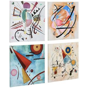 HOMCOM 4 piese arta de perete din panza abstracta pictata manual, tablouri de perete pentru sufragerie dormitor, 60 x 60 cm x 4 | AOSOM RO imagine