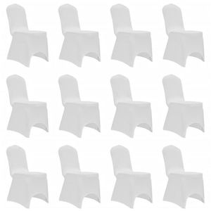 vidaXL Huse elastice pentru scaun, 12 buc., alb imagine