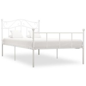 vidaXL Cadru de pat, alb, 90 x 200 cm, metal imagine