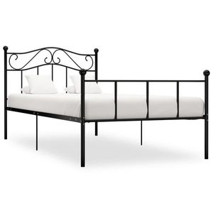vidaXL Cadru de pat, negru, 90 x 200 cm, metal imagine