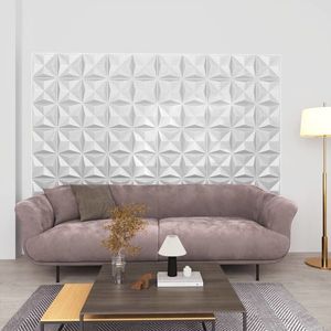vidaXL Panouri de perete 3D 24 buc. alb 50x50 cm model origami 6 m² imagine