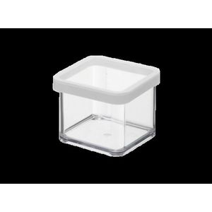 Cutie depozitare plastic patrata transparenta cu capac alb Rotho Loft 0.5 L imagine