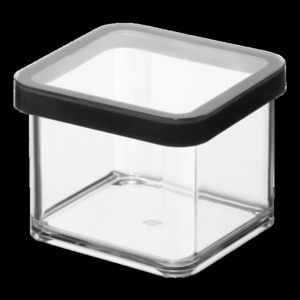 Cutie depozitare plastic patrata transparenta cu capac negru Rotho Loft 0.5 L imagine