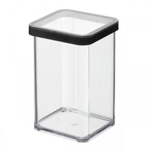Cutie depozitare plastic patrata transparenta cu capac negru Rotho Loft 1 L imagine