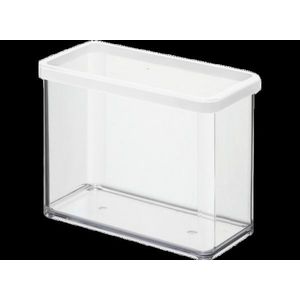 Cutie depozitare plastic rectangulara transparenta cu capac alb Rotho Loft 2.1 L imagine
