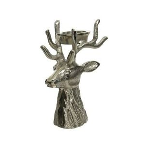 Suport pentru lumanare Deer, Decoris, 12.5x10x18 cm, aluminiu, argintiu imagine