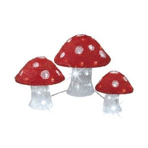 Set 3 decoratiuni luminoase pentru exterior Mushrooms, Lumineo, 16/20/32 LED-uri, rosu/alb imagine
