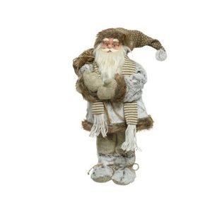 Decoratiune Santa w scarf, Decoris, H30 cm, poliester, maro imagine