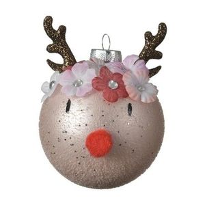 Glob Reindeer, Decoris, Ø8 cm, sticla, roz pudra imagine