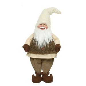 Decoratiune Gnome w hat white, Decoris, 30x15x85 cm, poliester, alb/maro imagine