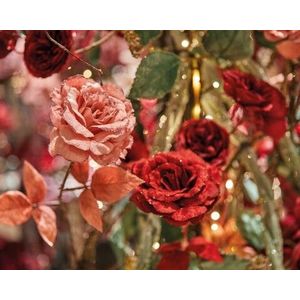 Floare decorativa Rose, Decoris, 10x22x60 cm, poliester, roz imagine