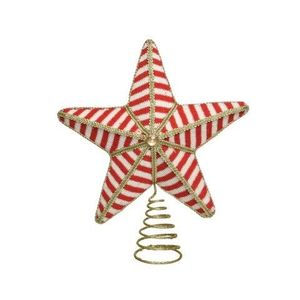 Varf decorativ pentru brad Star, Decoris, 25x8x30 cm, spuma, rosu/alb/auriu imagine