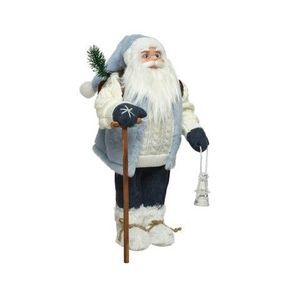 Decoratiune Santa w stick &lantern, Decoris, 16x21x45 cm, poliester, albastru imagine