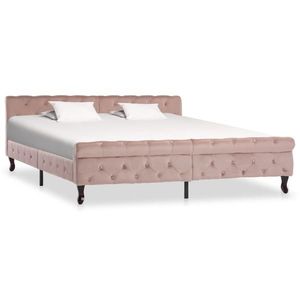 vidaXL Cadru de pat, roz, 180 x 200 cm, catifea imagine