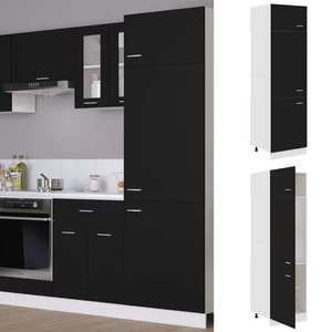 vidaXL Dulap de frigider, negru, 60x57x207 cm, lemn prelucrat imagine