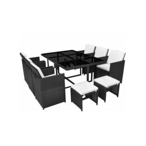 Set mobilier de exterior 27 piese, poliratan, negru imagine