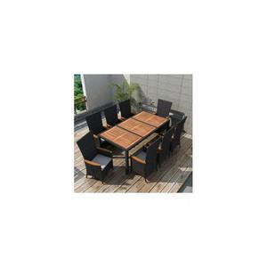 set mobilier exterior XXL 17 piese, poliratan negru, imagine