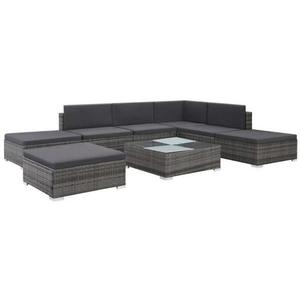 Set mobilier de exterior, 20 piese, poliratan, gri imagine