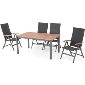 Set masa cu 4 scaune reglabile de exterior din aluminiu si lemn PAOLO imagine
