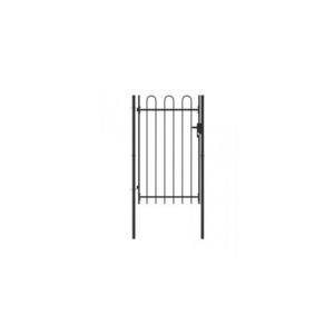 Poarta de gard cu o usa, varf arcuit, negru, 1 x 1, 5 m, otel imagine
