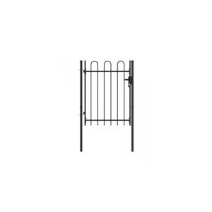 Poarta de gard cu o usa, varf arcuit, negru, 1 x 1, 2 m, otel imagine