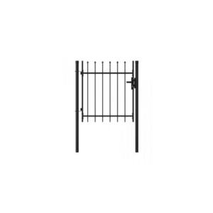 Poarta de gard cu o usa, varf ascutit, negru, 1 x 1 m, otel imagine