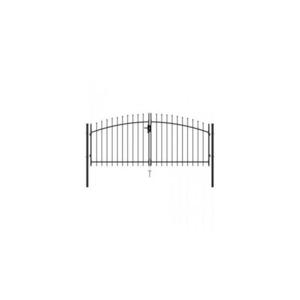 Poarta de gard cu usa dubla varf ascutit negru 3x1, 25 m otel imagine