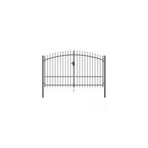 Poarta de gard cu usa dubla, varf ascutit, negru, 3x2 m, otel imagine