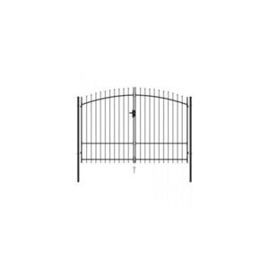 Poarta de gard cu usa dubla, varf ascutit, negru 3x1, 75 m otel imagine