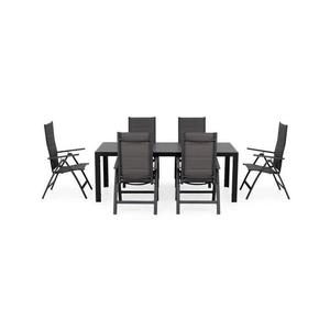 Set EASY cu 6 scaune si masa, gri/negru imagine