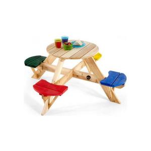 Masa de joaca din lemn cu scaune colorate pentru 4 copii PlumMasa de joaca din lemn cu scaune colorate pentru 4 copii Plum imagine